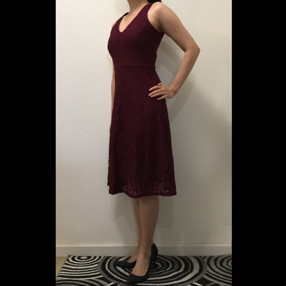 Wine/Burgundy Lace Dress, RNStudio, Size 4
